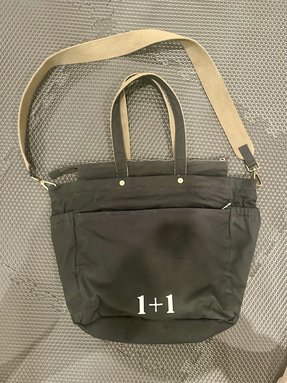 FEED Black Canvas Crossbody Tote Bag with Adjustable Strap - Picture 2 of 12